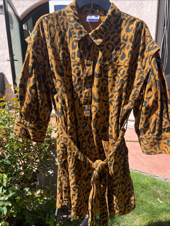 Future Collective Dresses & Skirts - Future Collective Leopard Print Button-Front Shirt Dress